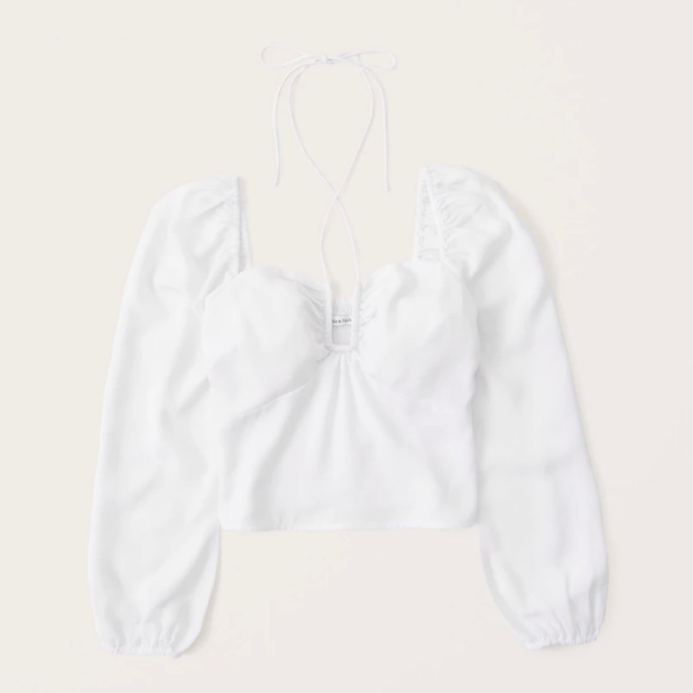 NWOT Abercrombie Long-Sleeve Faux Silk Cinched Top